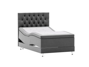 Queen Crown Ställbar Säng - Antracitgrå - Sammet, 90x210 cm