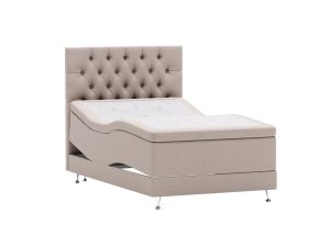 Queen Crown Ställbar Säng - Mörkbeige - Möbeltyg, 80x200 cm