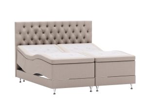 Queen Crown Ställbar Säng - Mörkbeige - Möbeltyg, 210x210cm