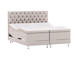 Queen Crown Ställbar Säng - Beige - Möbeltyg, 160x200 cm