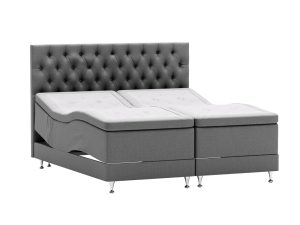 Queen Crown Ställbar Säng - Mörkgrå - Möbeltyg, 180x210 cm